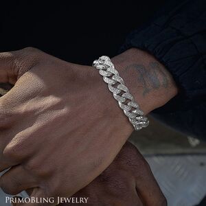 Silver Iced Out Hip Hop Cuban Bracelet